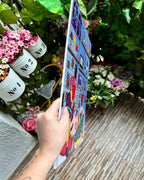 Colorful poster with cartoon illustration.