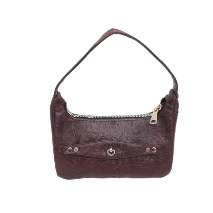 Embossed Rosy cuff bag - Burgundy