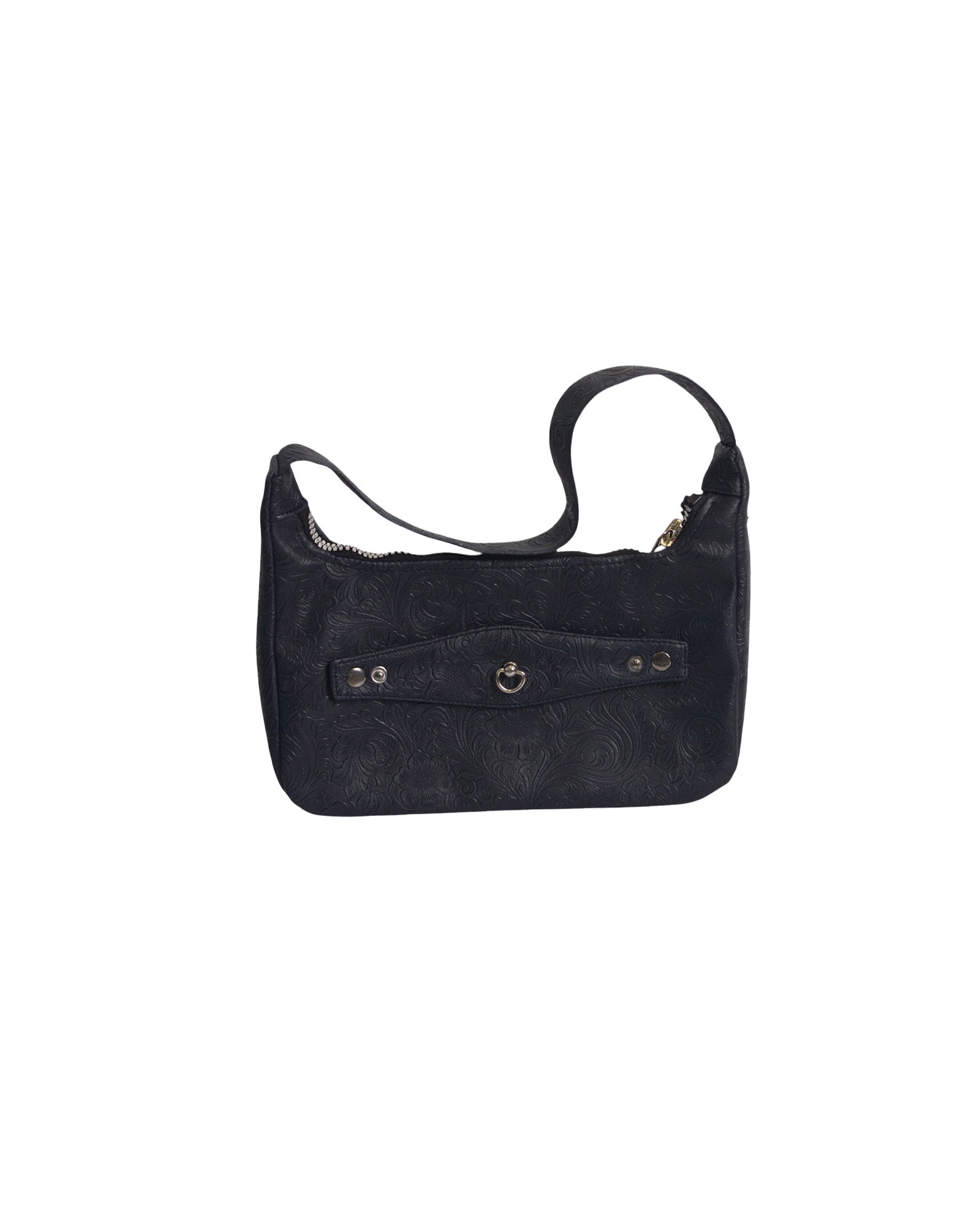 blue handbag on a white background