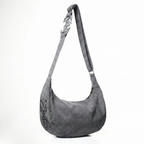 Gray shoulder bag with decorative handle on a white background