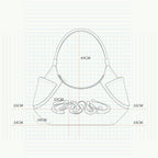 Technical drawing of a product with dimensions on a grid background